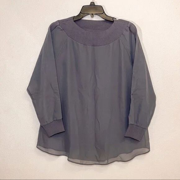 ✨Soft Surroundings Dianthus Chiffon Long Sleeve Gray Tunic✨ - Picture 3 of 6